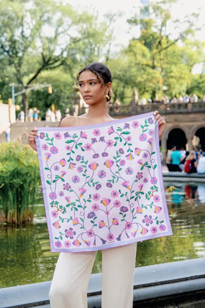 Jessie Zhao New York Blush Botanica Double Sided Silk Scarf In Pink