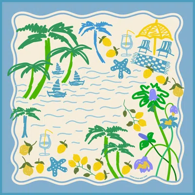 Jessie Zhao New York Capri Impression Double Sided Silk Scarf In Blue