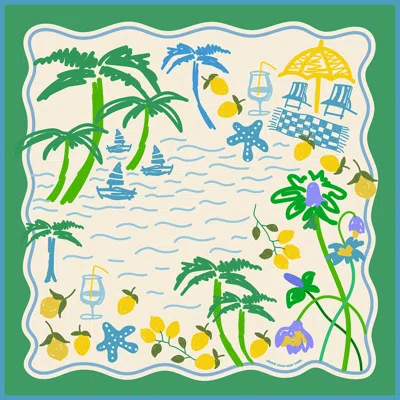 Jessie Zhao New York Capri Impression Double Sided Silk Scarf In Blue