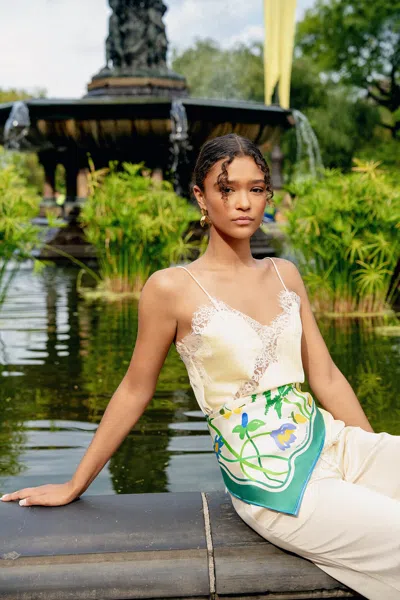 Jessie Zhao New York Capri Impression Double Sided Silk Scarf In Blue