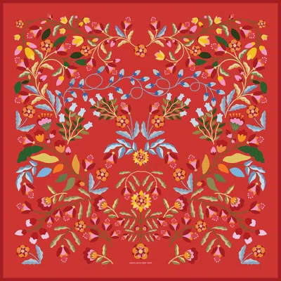 Jessie Zhao New York Festival Flora Double Sided Silk Scarf In Red