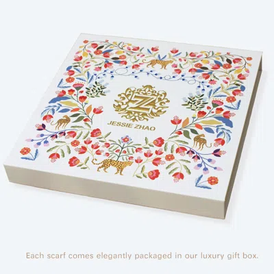 Jessie Zhao New York Festival Flora Double Sided Silk Scarf In Red