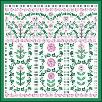 Jessie Zhao New York Ivy Parterre Double Sided Silk Scarf In Green