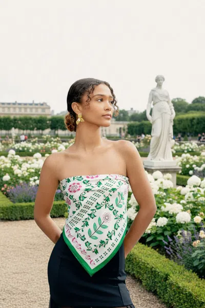 Jessie Zhao New York Ivy Parterre Double Sided Silk Scarf In Green