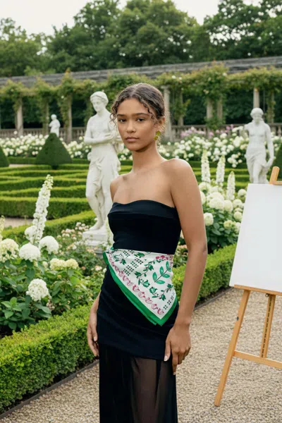 Jessie Zhao New York Ivy Parterre Double Sided Silk Scarf In Green