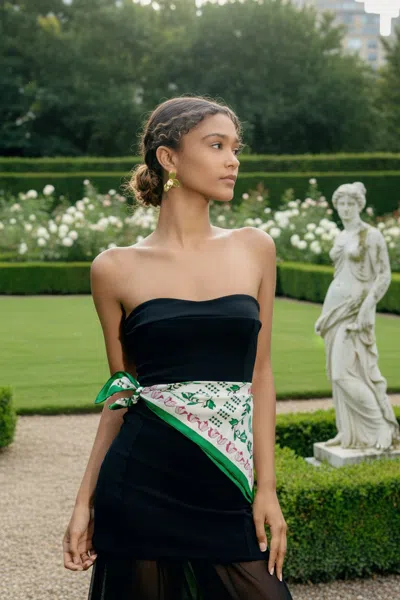 Jessie Zhao New York Ivy Parterre Double Sided Silk Scarf In Green