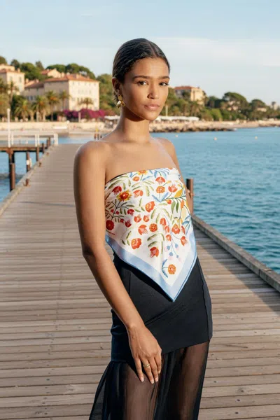 Jessie Zhao New York Porcelain Jardin Double Sided Silk Scarf In Blue