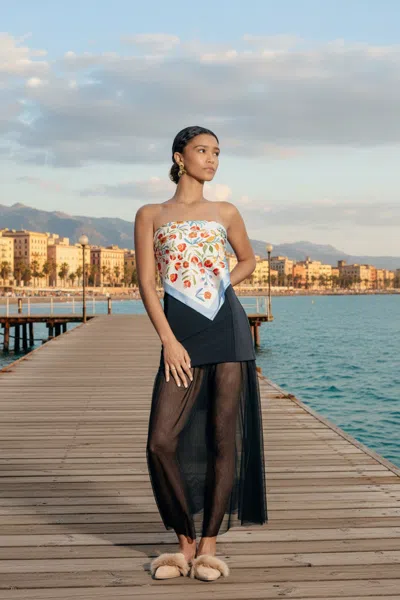 Jessie Zhao New York Porcelain Jardin Double Sided Silk Scarf In Blue