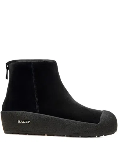 Bally Platform Leather Ankle Boots In Black