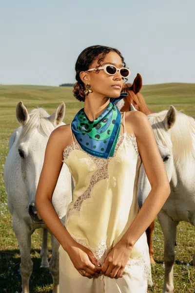 Jessie Zhao New York Twin Leopards Double Sided Silk Scarf In Green