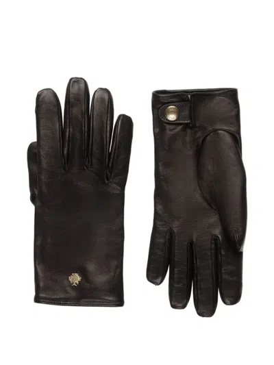 Bally Logo-crest Leather Gloves In Black