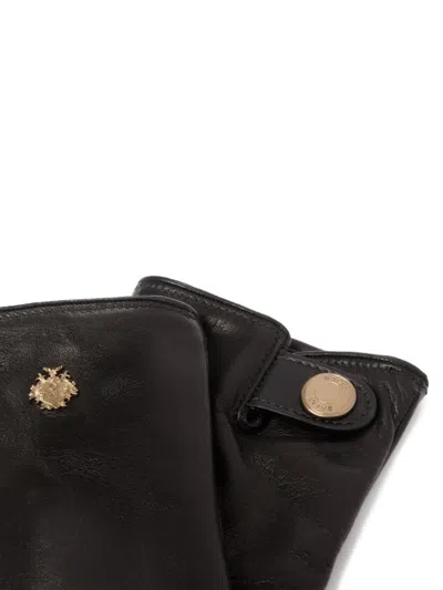 Bally Logo-crest Leather Gloves In Black