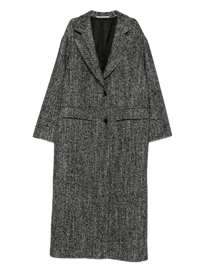 Tagliatore Black Chevron Wool Blend Amanda Coat In Black
