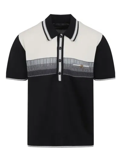 Amiri Color-blocked Short-sleeve Polo T-shirt With Ribbed Detailing In Brown