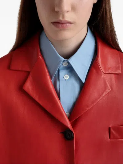 Bally Buttoned Leather Coat In Red