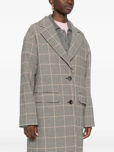 Tagliatore Houndstooth Pattern Wool Coat Pockets In Multi