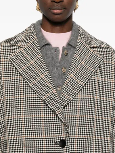Tagliatore Houndstooth Pattern Wool Coat Pockets In Multi