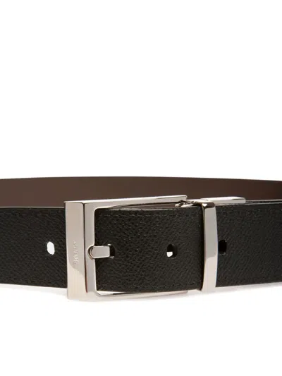 Bally Shiff Reversible Grained-leather Belt In Black