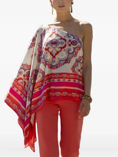 Hanita One-shoulder Patterned Top In Multi