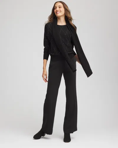 Chico's Ella Embellished Dolman Pullover Sweater In Black In Black