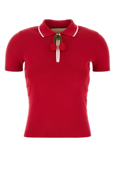 Valentino Knitwear With Cherry Detail And Polo Collar In Red