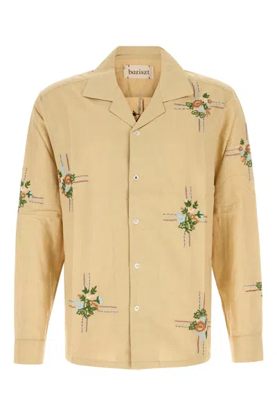 Baziszt Beige Silk Cabin Shirt In Neutral