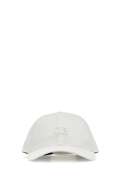 C.p. Company Men White Cotton Baseball Cap In White