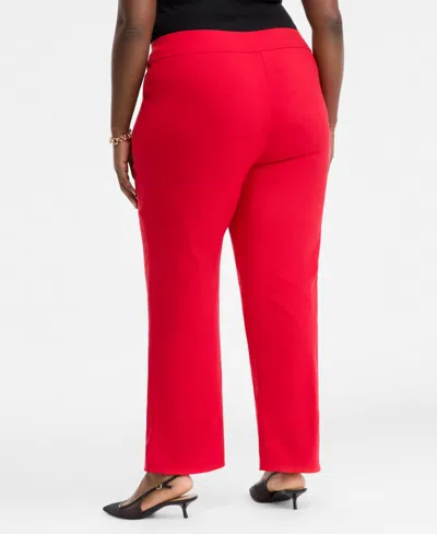 Inc International Concepts Plus Size Mid-rise Pull-on Straight-leg Pants, Created For Macy's In Red