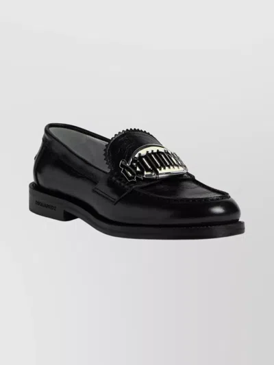 Dsquared2 Round Toe Loafers Offering Comfortable Fit In Black