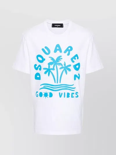 Dsquared2 Graphic Print Relaxed Fit Crew Neck T-shirt In White