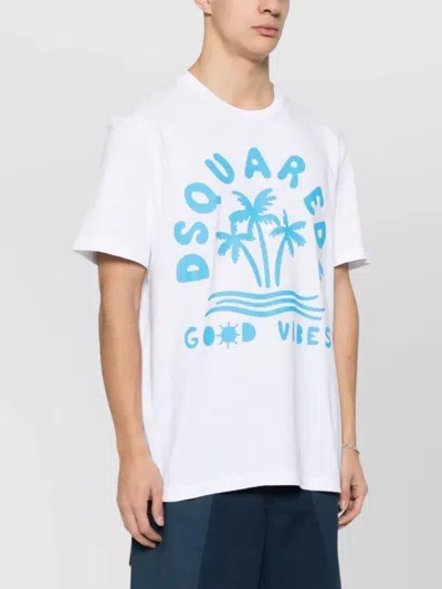 Dsquared2 Graphic Print Relaxed Fit Crew Neck T-shirt In White