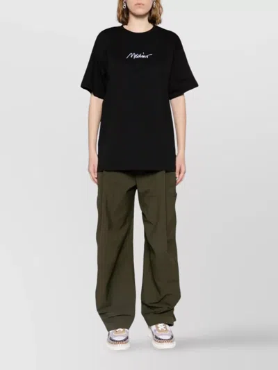 Moschino Crew Neck Short Sleeve Straight Hem Top In Black