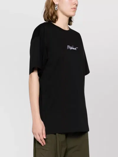 Moschino Crew Neck Short Sleeve Straight Hem Top In Black
