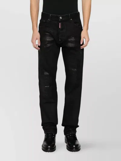 Dsquared2 Five-pocket Trousers With Belt Loops Design In Black