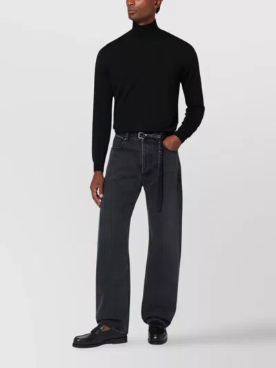 Drumohr Long Sleeve Turtleneck Fine Knit Sweater In Black