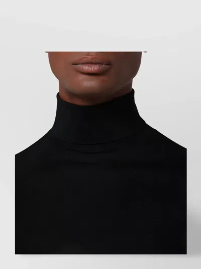 Drumohr Long Sleeve Turtleneck Fine Knit Sweater In Black