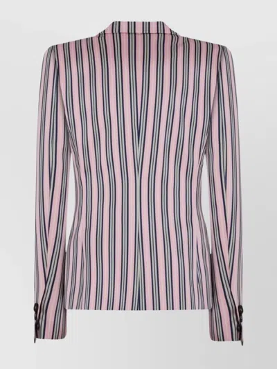 Dsquared2 Striped Jacket With Notched Lapels And Pockets In Multi