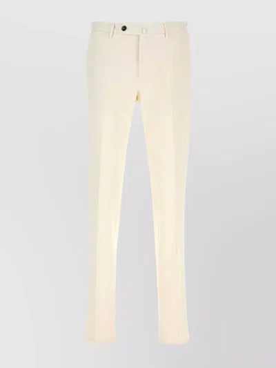Pt Torino Stretch Cotton Blend Trousers Featuring Pockets In Neutral