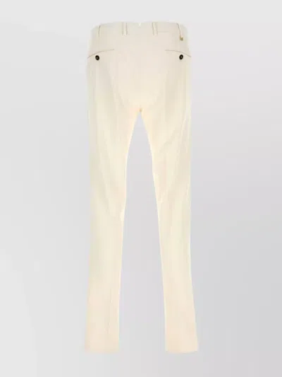 Pt Torino Stretch Cotton Blend Trousers Featuring Pockets In Neutral