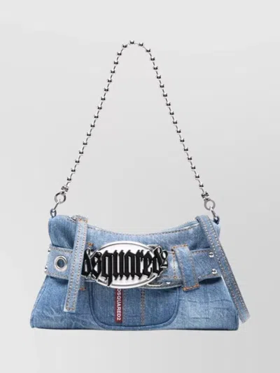 Dsquared2 Chic Clutch Bag Chain Strap In Blue