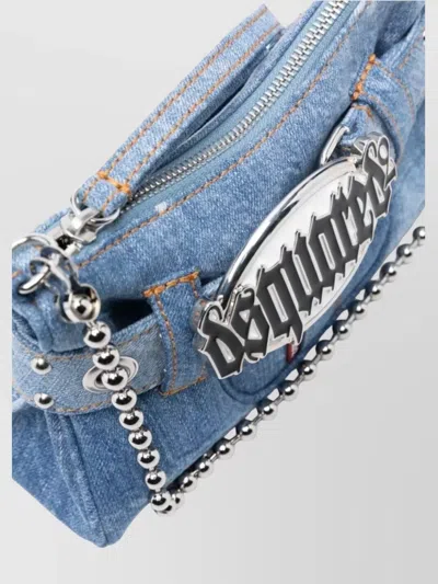 Dsquared2 Chic Clutch Bag Chain Strap In Blue