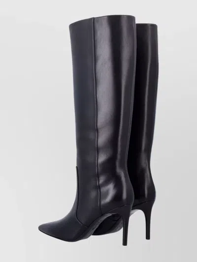 Stuart Weitzman Leather Pointed-toe Knee-high Boots In Black