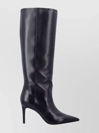 Stuart Weitzman Leather Pointed-toe Knee-high Boots In Black