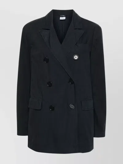 Aspesi Longline Blazer With Flap Pockets And Notched Lapels In Black