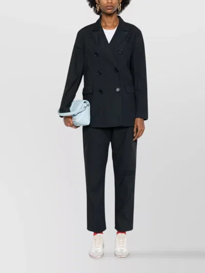 Aspesi Longline Blazer With Flap Pockets And Notched Lapels In Black
