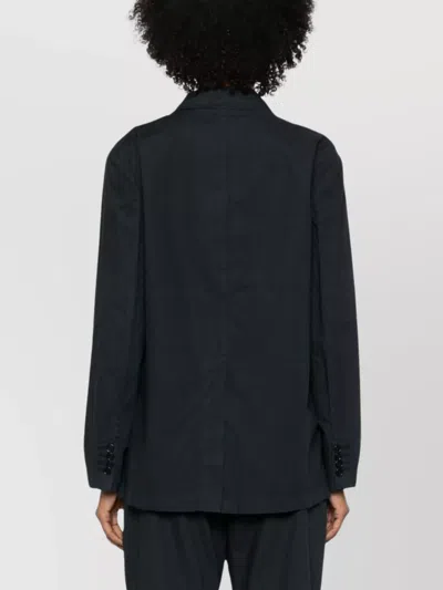 Aspesi Longline Blazer With Flap Pockets And Notched Lapels In Black