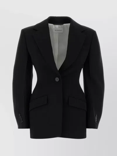 Givenchy Tailored Wool Blazer Notched Lapels In Black