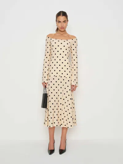 Reformation Esra Polka Dot Long Sleeve Maxi Dress In Neutral