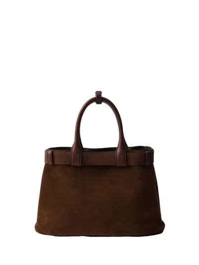 Prada Buckle Bag Medium Size Cacao Colour In Suede Women In Brown