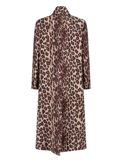 Alberto Biani Long Leopard Print Jacket With Notched Lapel In Animal Print